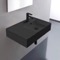 Black Ceramic Wall Mounted or Vessel Sink With Counter Space