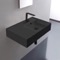Black Ceramic Wall Mounted or Vessel Sink With Counter Space