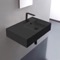 Matte Black Ceramic Wall Mounted or Vessel Sink With Counter Space