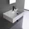 Marble Design Ceramic Wall Mounted or Vessel Sink With Counter Space