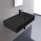 Black Ceramic Wall Mounted or Vessel Sink With Counter Space