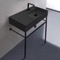 Matte Black Ceramic Console Sink and Matte Black Stand, 32