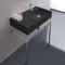 Matte Black Ceramic Console Sink and Polished Chrome Stand, 32