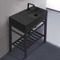 Modern Matte Black Ceramic Console Sink and Matte Black Base, 32