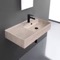 Beige Travertine Design Ceramic Wall Mounted or Vessel Sink With Counter Space