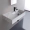 Marble Design Ceramic Wall Mounted or Vessel Sink With Counter Space