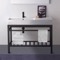 Modern Ceramic Console Sink With Counter Space and Matte Black Base, 40