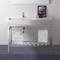 Modern Ceramic Console Sink With Counter Space and Chrome Base, 40