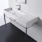 Rectangular Ceramic Console Sink and Polished Chrome Stand, 40