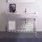 Modern Ceramic Console Sink With Counter Space and Chrome Base, 40