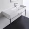 Rectangular Ceramic Console Sink and Polished Chrome Stand, 40