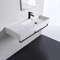 Rectangular Ceramic Wall Mounted Sink, Black Towel Bar Included