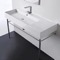 Rectangular Ceramic Console Sink and Polished Chrome Stand, 48