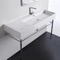Rectangular Ceramic Console Sink and Polished Chrome Stand, 48