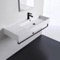 Rectangular Ceramic Wall Mounted Sink, Black Towel Bar Included