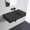 Black Ceramic Wall Mounted or Vessel Sink With Counter Space