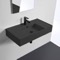 Black Ceramic Wall Mounted or Vessel Sink With Counter Space