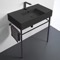 Matte Black Ceramic Console Sink and Matte Black Stand, 32