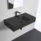 Matte Black Ceramic Wall Mounted or Vessel Sink With Counter Space