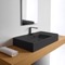 Matte Black Ceramic Wall Mounted or Vessel Sink With Counter Space