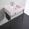 Modern Console Sink, Pink Ceramic Sink, 32