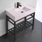 Modern Console Sink Vanity, Pink Ceramic Sink, 32