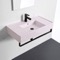 Pink Console Sink With Black Towel Bar, Modern