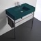 Modern Console Sink, Green Ceramic Sink, 32
