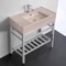 Modern Console Sink Vanity, Travertine Style Sink, 32