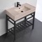 Modern Console Sink Vanity, Travertine Style Sink, 32