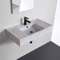 Marble Design Ceramic Wall Mounted or Vessel Sink With Counter Space