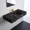 Black Marble Design Ceramic Wall Mounted or Vessel Sink With Counter Space