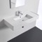 Rectangular Ceramic Wall Mounted or Vessel Sink With Counter Space