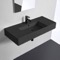 Black Ceramic Wall Mounted or Vessel Sink With Counter Space