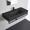 Black Ceramic Wall Mounted Sink With Black Towel Bar