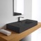 Matte Black Ceramic Wall Mounted or Vessel Sink With Counter Space