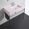 Modern Console Sink, Pink Ceramic Sink, 40