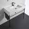 Ceramic Console Sink and Matte Black Stand, 40