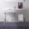 Modern Ceramic Console Sink With Counter Space and Chrome Base, 40