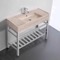 Modern Console Sink Vanity, Travertine Style Sink, 40