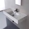 Marble Design Ceramic Wall Mounted or Vessel Sink With Counter Space