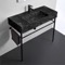 Modern Console Sink, Black Marble Style Sink, 40