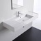 Rectangular Ceramic Wall Mounted or Vessel Sink With Counter Space