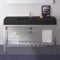 Modern Matte Black Ceramic Console Sink and Polished Chrome Base, 48