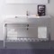 Modern Ceramic Console Sink and Polished Chrome Base, 48