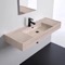 Beige Travertine Ceramic Wall Mounted or Vessel Sink With Counter Space