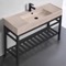 Modern Console Sink Vanity, Travertine Style Sink, 48
