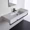 Wall Mounted Marble Design Ceramic Sink With Black Towel Bar