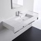 Rectangular Ceramic Wall Mounted Sink With Counter Space, Includes Towel Bar