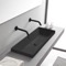 Rectangular Matte Black Ceramic Trough Drop In Sink